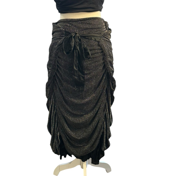 Y2K Black Ruched Glitter Skirt Gothic Clubwear whimsygoth - Picture 4 of 5